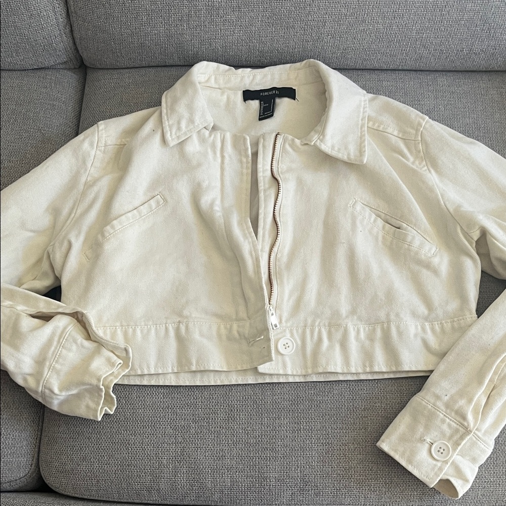Women's Cream Cropped Jacket
